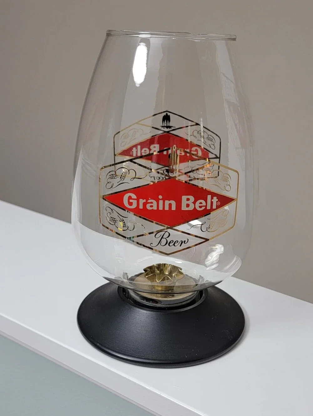 Vintage Grain Belt Hurricane Candle Holder